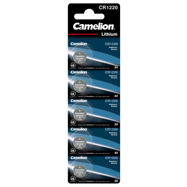 Knopfzelle CAMELION, CR1220 3,0V, Lithium, 5er-Blister