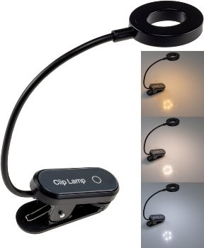 LED Akku-Leseleuchte / Klemmleuchte - 18cm Schwanenhals, dimmbar, 25lm