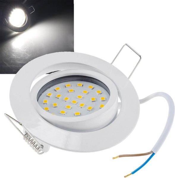 LED-Einbauleuchte "Flat-32" neutralweiß / 80x32mm, 5W, 590lm, weißes Gehäuse