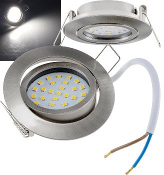 LED-Einbauleuchte "Flat-26" neutralweiß - 80x26mm, 3W, 390lm, Edelstahl gebürstet