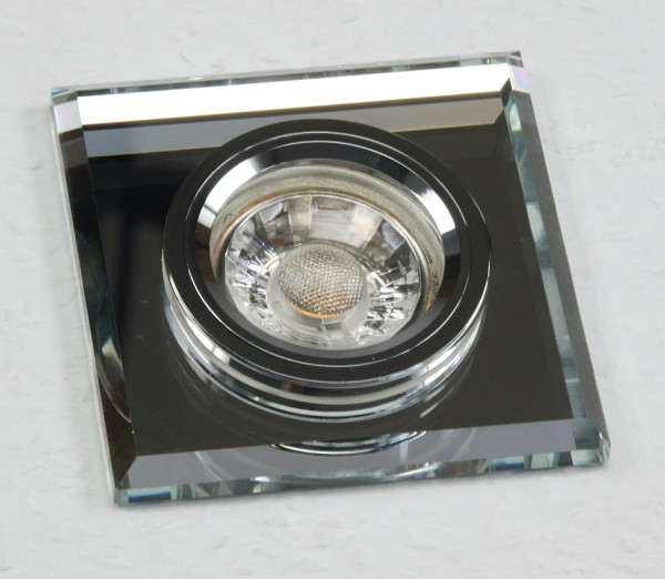 Decken-Einbaustrahler "Crystal Q90" / starr, 90x90mm, für 50mm Lampen, silber